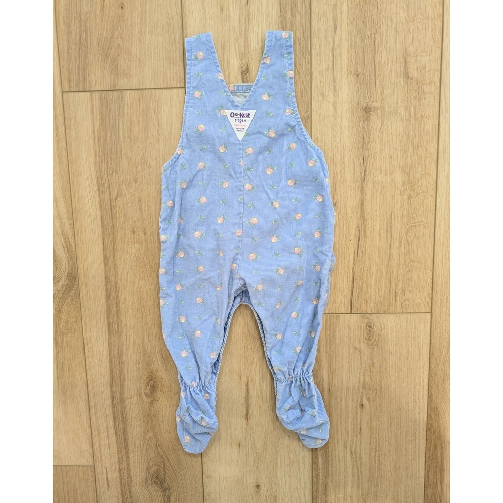 VINTAGE Osh-kosh Floral Overalls With Footies - Picture 2 of 5